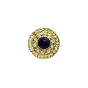 Imposing golden ring with rope effect, violet stone and vintage fake white diamonds From GIGI PARIS