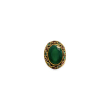 Load image into Gallery viewer, Large golden ring with green and red stones