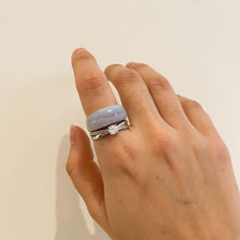 Load the image in the gallery, Silver link ring with a vintage set zirconium from GIGI PARIS