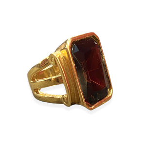 Incredible rectangle cut amber diamond signet ring