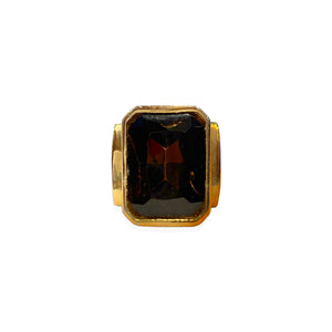 Incredible rectangle cut amber diamond signet ring