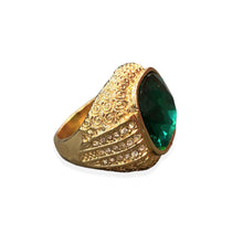 Load image into Gallery viewer, Incredible emerald geometric maxi ring with minted finish