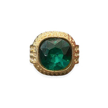 Load the image in the gallery, Incredible emerald geometric maxi ring with minted finish