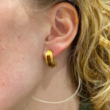 Load the image in the gallery, Small 90s Orena hoop earrings with chiselled amber finish