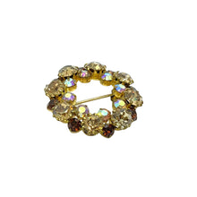 Charger l&#39;image dans la galerie, Broche ronde diamants camaieu de taupes et marrons vintage de chez GIGI PARIS
