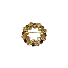 Charger l&#39;image dans la galerie, Broche ronde diamants camaieu de taupes et marrons vintage de chez GIGI PARIS
