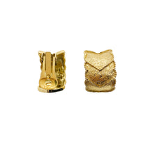 Load the image in the gallery, Vintage hammered triangle golden hoop earrings from GIGI PARIS