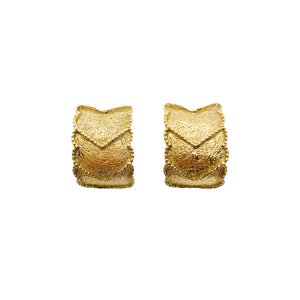 Vintage hammered triangle golden hoop earrings from GIGI PARIS