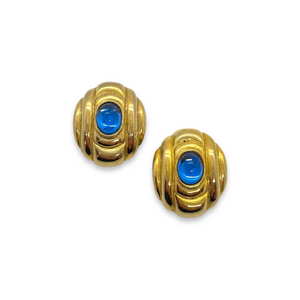 Sublime oval earrings Boucheron style blue resins