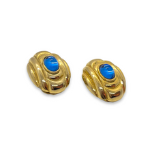 Load image into Gallery viewer, Sublime oval earrings Boucheron style blue resins
