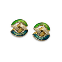 Load image into Gallery viewer, 80s earrings in 8 blue and green resins