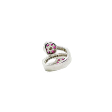 Load the image in the gallery, Silver ring and fancy fuchsia stones, cut crystals 1960