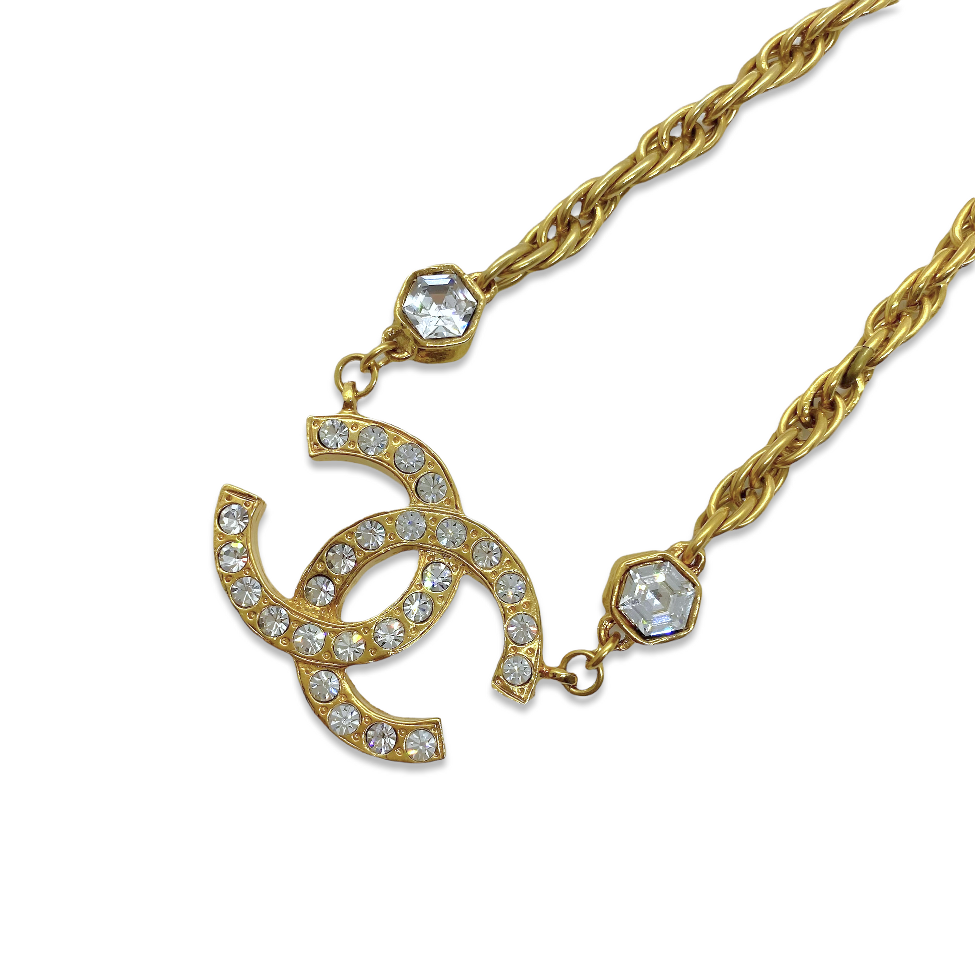 Sublime collier Chanel vintage logo CC et strass GIGI PARIS