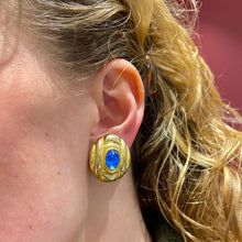 Load image into Gallery viewer, Sublime oval earrings Boucheron style blue resins