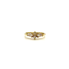 Load and play the video in the gallery viewer, Fine golden symmetrical ring with 4 faux vintage diamonds from GIGI PARIS