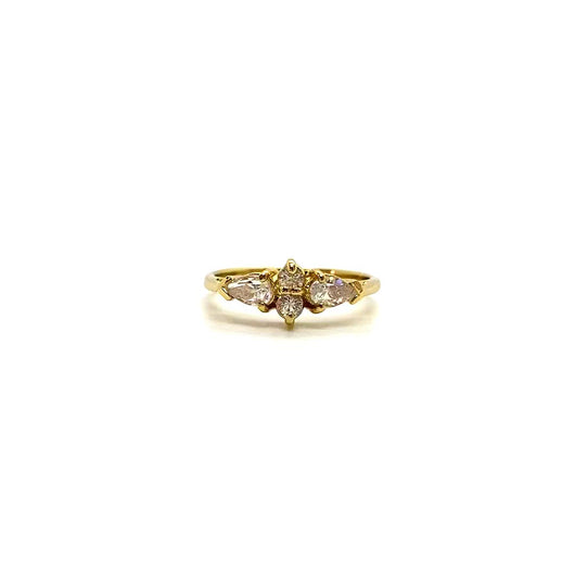 Thin gold symmetrical ring with 4 fake vintage diamonds from GIGI PARIS
