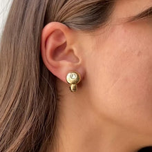 Load and play video in Gallery viewer, Agatha gold and round earrings with vintage faux diamonds from GIGI PARIS