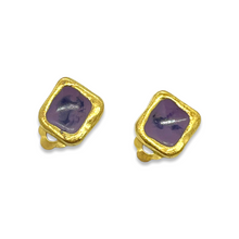Upload the image to the gallery, Vintage gold and purple square Biche de Bere earrings from GIGI PARIS