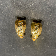 Load image into Gallery viewer, Diagonal openwork diamond hoop earrings