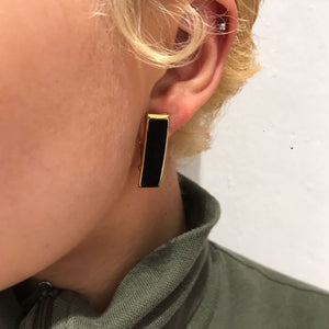 Black velvet baguette earrings