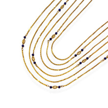 Load the image in the gallery, Multi-strand necklace with blue coffee bean details