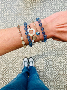 Blue rosary bracelet