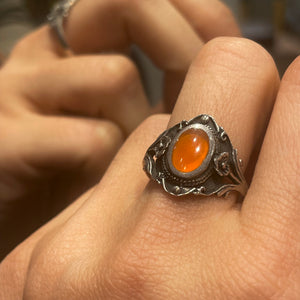 Orange stone silver ring