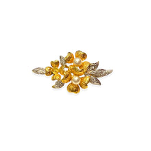 Load image into Gallery viewer, Pretty brooch gold silver two pearls