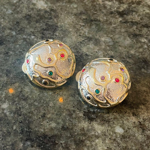 Imposing silver gold buckles with small multicolored rhinestones