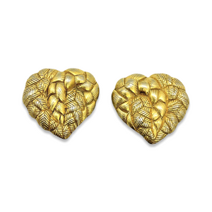 Boucles d’oreilles cœur tréssé doré Guy Laroche Vintage de chez GIGI PARIS