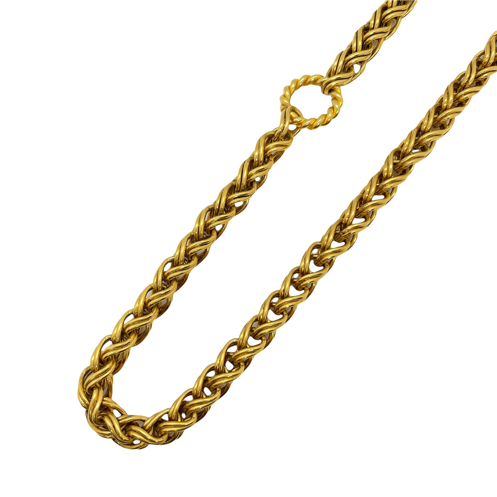 Collier maille palmier double joli fermoir torsadé vintage de chez GIGI PARIS