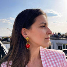 Upload the image to the gallery, Yves Saint Laurent vintage gold and red earrings from GIGI PARIS
